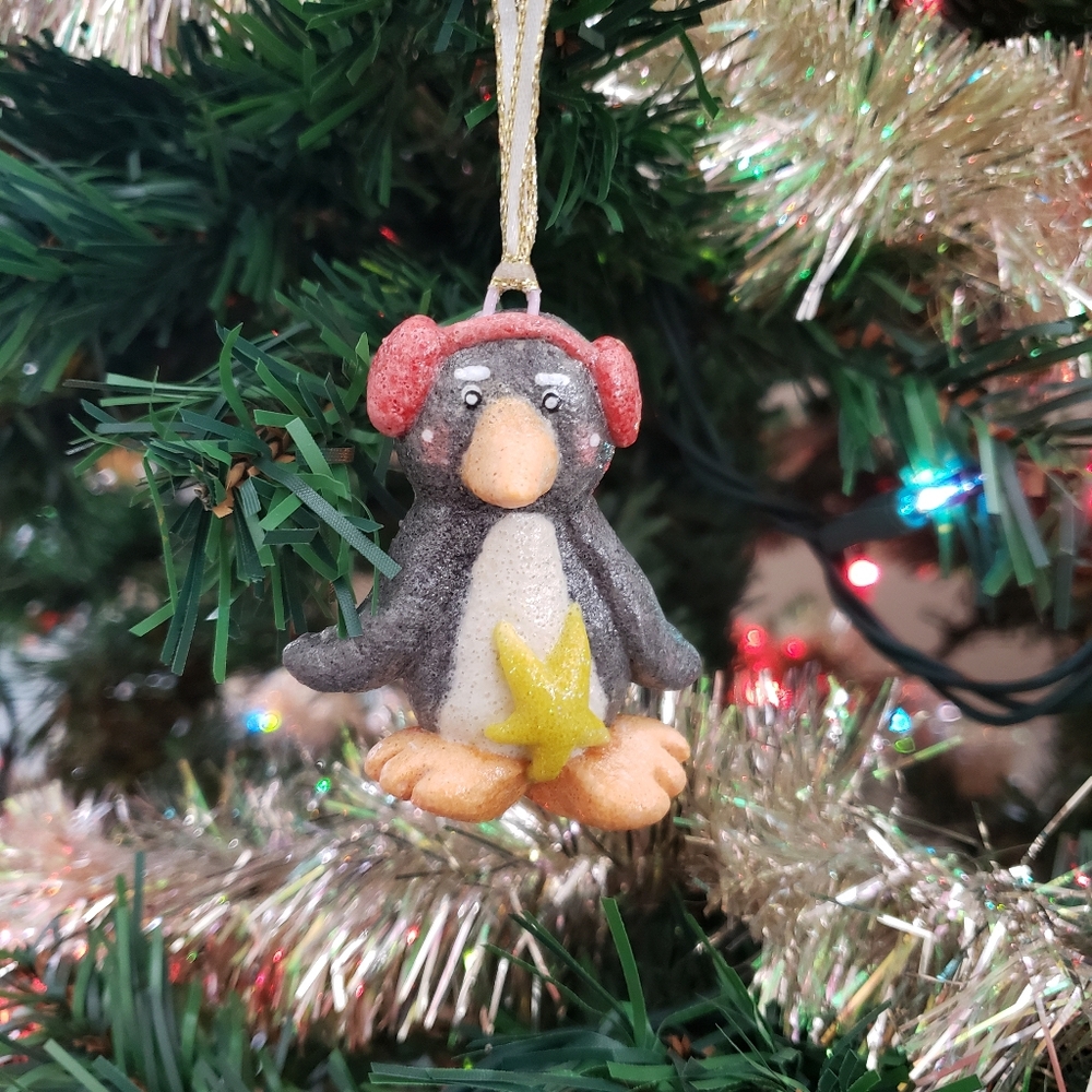 New Handmade Salt Dough Penguin Ornament